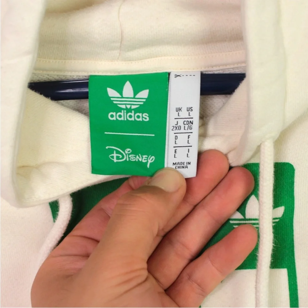 Adidas Mike Monster Inc Hoodie Size L Cream Hooded Sweatshirt Fleece Unisex